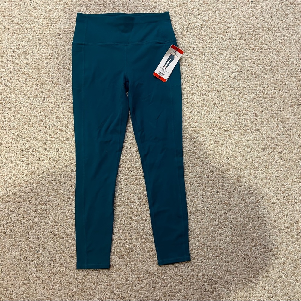 NWT Skechers womens medium  leggings teal athletic pockets PERFECT CONDITION
